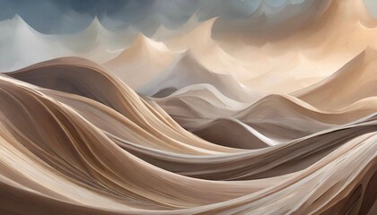 Obraz premium Abstract background, banner, waves, gradient stains in shades of soft brown, mocha mousse fashion design, art trend color 2025