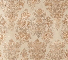 Damask pattern with floral motifs on a neutral beige background,  damask, beige
