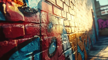 Fototapeta premium Textured grunge frame featuring layers of graffiti art, evoking urban vibes.