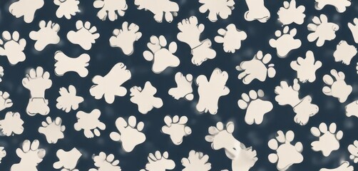 Dog Bone Vector Dog Paw Doodle Seamless Pattern Isolated Wallpaper Background ,  seamless pattern,  isolated background