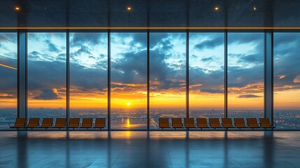 Sunset view from airport waiting area.