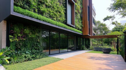Naklejka premium Vertical garden living green wall - urban facade climate adaptation