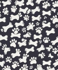Dog bone vector dog paw doodle seamless pattern isolated wallpaper background,  pet-themed wallpaper,  cartoon dog