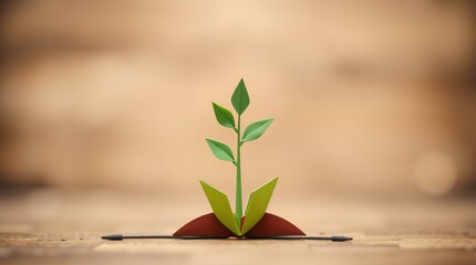 minimalistic green plant growing in soil high quality