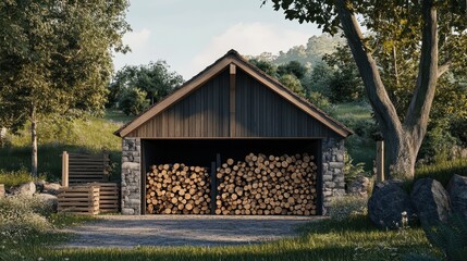 Wood storage in the countryside