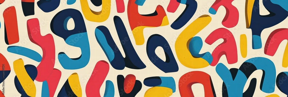 Aufkleber Playful pattern of colorful stylized alphabet letters creating a vibrant visual display for design and creativity. Generative AI