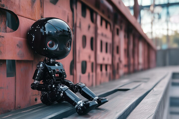 Fototapeta premium Thinking Robot with Futuristic Design and Advanced Technology Highlighting Innovation and Mechanical Intelligence