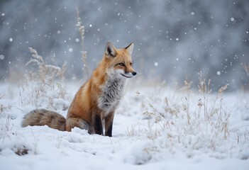 Fototapeta premium Red fox in the snow