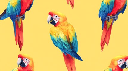 Obraz premium Colorful macaw parrots seamless pattern. (1)