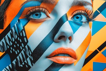 AI-Generated Surreal Portrait with Geometric Patterns