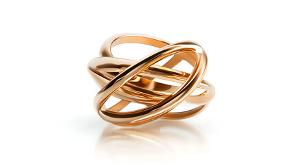 shiny golden abstract sculpture with intertwined loops, symbolizing unity and elegance