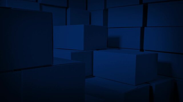 Boxes In Warehouse At Night