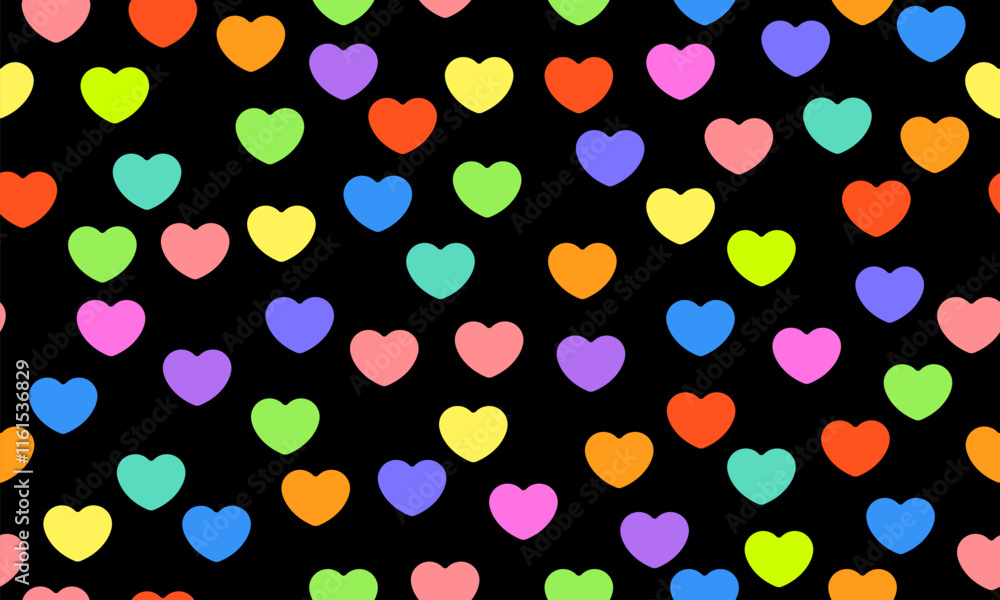 Poster seamless pattern with colorful hearts. set of valentines day vector patterns. seamless heart pattern