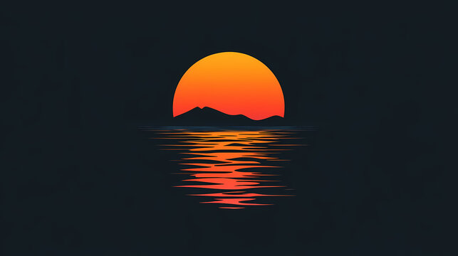 A half sun is setting downwards icon sunset concept for graphic design, logo, website, social media, mobile app, ui illustration. Solarian. Illustration