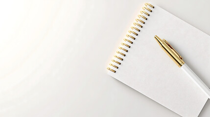 blank notepad with gold pen, perfect for notes and ideas