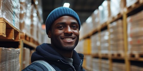 Man at Warehouse with Crates