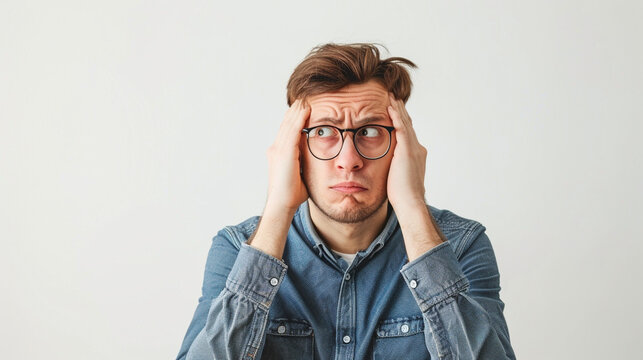 An employee who is disappointed by a project's outcome. on an isolated white background, object focused, png, stock image, hd quality
