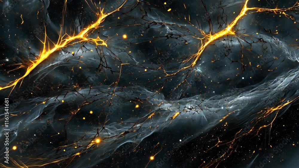 Aufkleber intricate network of glowing veins in dark space showcases captivating abstract patterns and vibrant