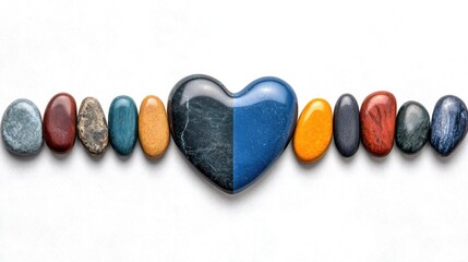 Colorful River Stone Heart Banner Background