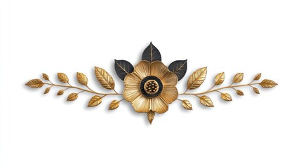 Obraz premium Golden Vintage Floral Stucco on White Background - Ornamental Isolated Design