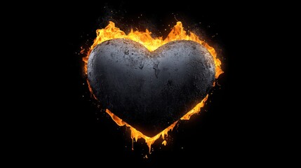 Fiery Heart on Dark Background