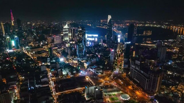 Stunning Night Sky View of Ho Chi Minh City, Vietnam