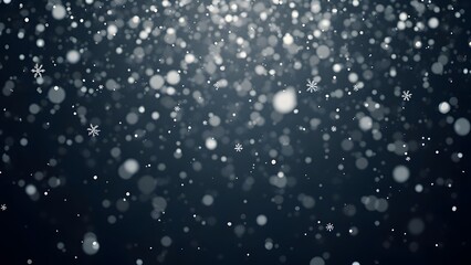 Obraz premium Mesmerizing Dreamy Bokeh, White Snowflakes Falling on Black Background - Winter Night Scene