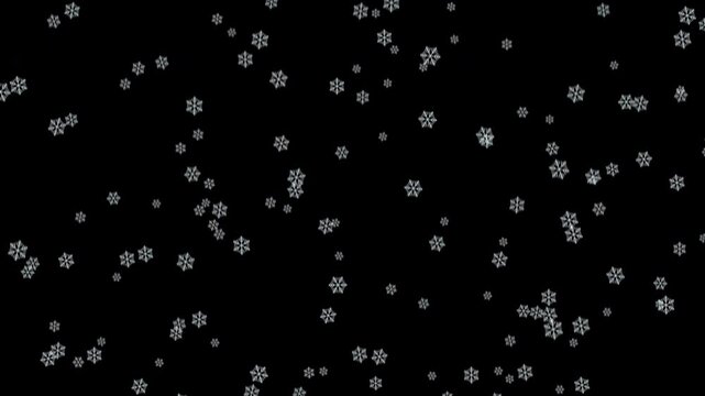 Beautiful Realistic snowfall of real snowflakes. Alpha channel available in 3840 x 2160 px or use transparency mode, screen or blend mode. Video of snowflakes isolated on a black background.	