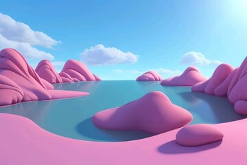 Beautiful and Peaceful Nature Scenery Illustration Landscape Countryside Tranquil Vibrant and Colorful