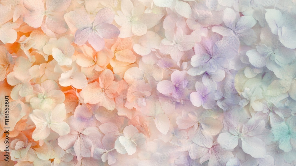 Poster delicate floral pattern featuring a variety of soft colors and gentle blooms suitable for background