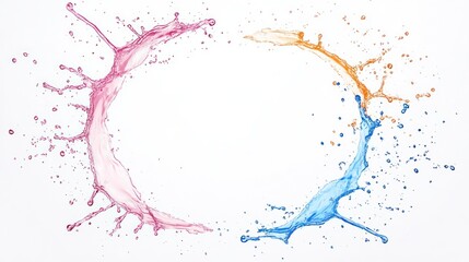 Vibrant Circle Splash Frame with Copy Space on White Background