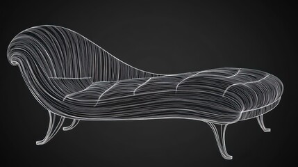 Elegant chaise lounge design sketch.