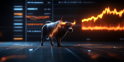 Vibrant bull market concept with digital data representing economic growth trends : Generative AI