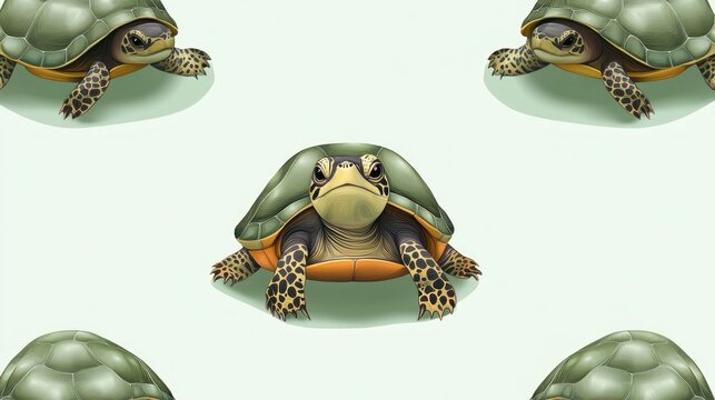 Seamless pattern of cute illustrated turtles.