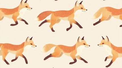 Obraz premium Seamless pattern of running foxes.