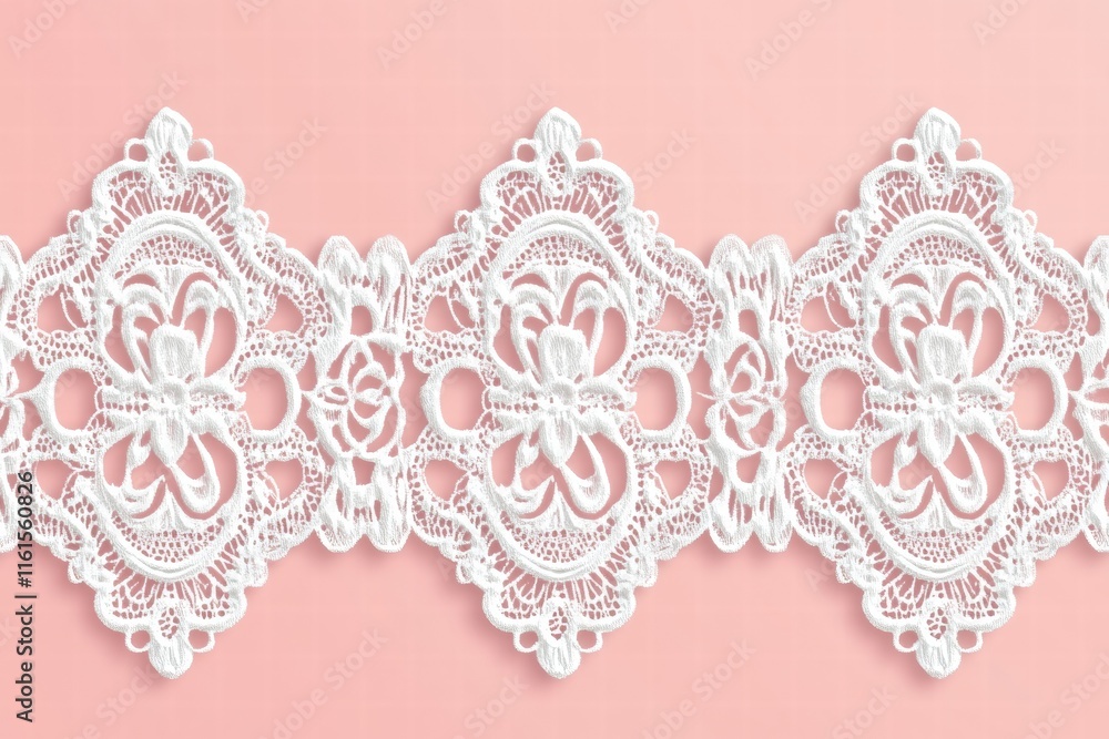 Poster elegant lace inspired seamless pattern on a soft pink background perfect for various design projects