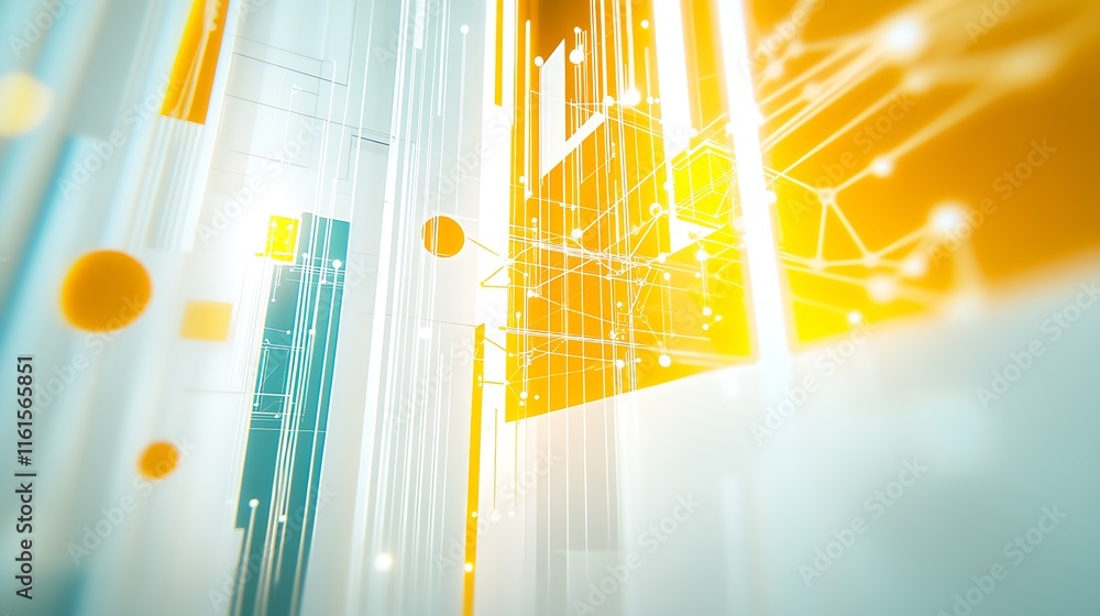 Poster abstract digital landscape with geometric shapes and vibrant colors in futuristic design : generativ