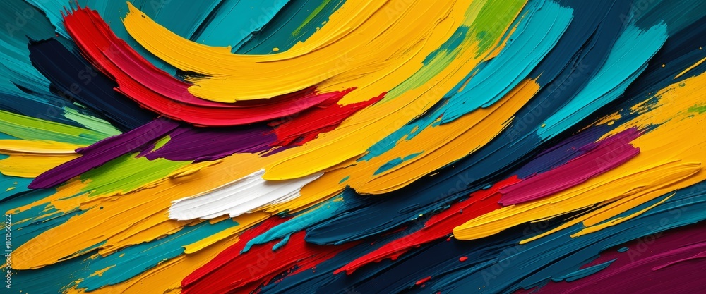 Poster dynamic brush strokes create a vibrant abstract swirl of colorful paint