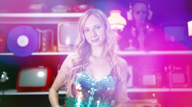 Woman With background of retro objects