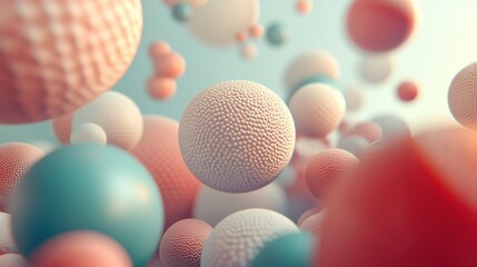 Fototapeta premium Abstract pastel spheres floating in space.