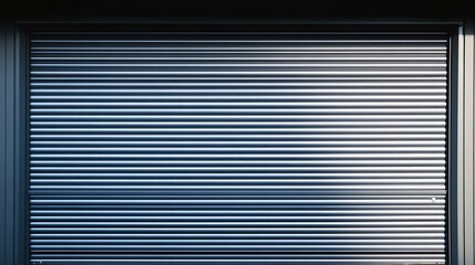 Steel Roller Door with Sleek Horizontal Stripes for Industrial Safety and Security : Generative AI