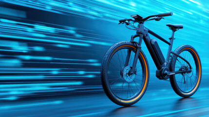Fototapeta premium sleek smart bicycle in motion, showcasing advanced technology and speed