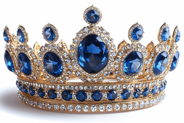Royal Blue Sapphire and Diamond Crown: A Realistic Jewelery Image