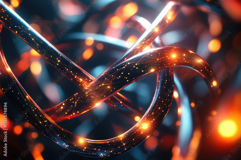 Aufkleber intertwined glowing strands, creating a mesmerizing abstract network of light and energy.