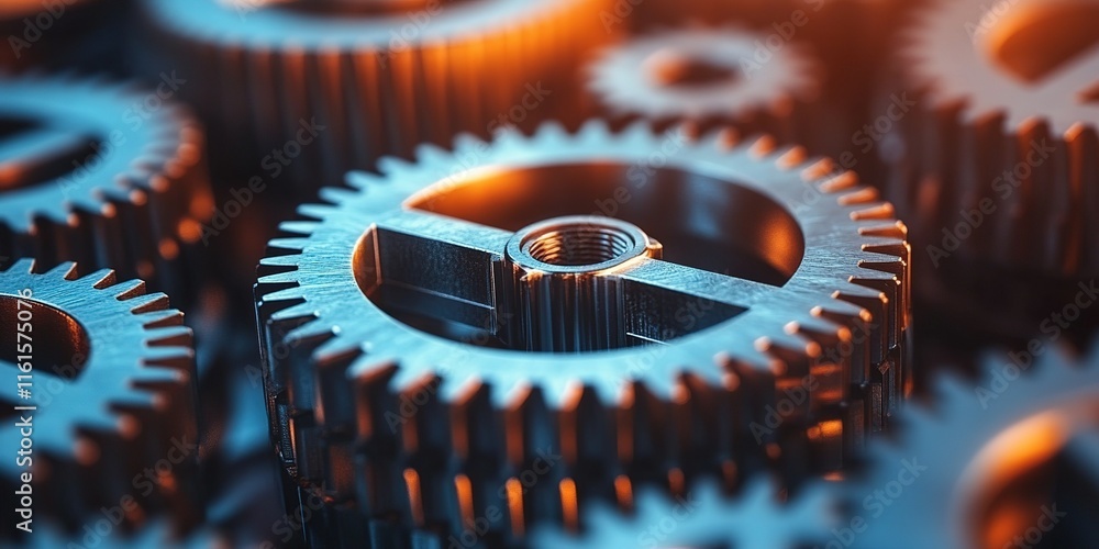 Poster intricate arrangement of gears showcasing precision and innovation in engineering design