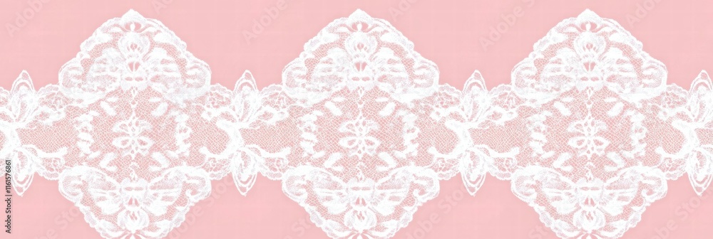 Poster intricate lace inspired seamless pattern on a soft pastel pink background suitable for various desig