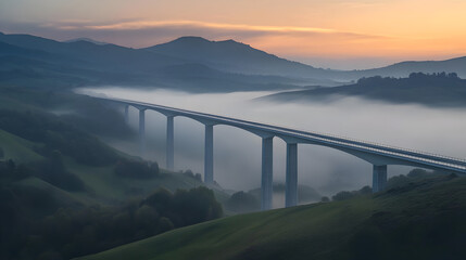 Obraz premium un puente entre las montañas dentro de la belleza de la naturaleza tranquila lugar majestuoso escena panoramica tranquila y hermosa