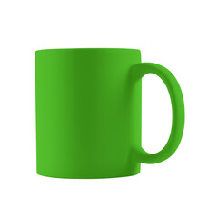 Blank bright green cup isolated on white. Mockup for design