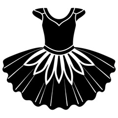 Minimalist Ballet Tutu Vector Silhouette on White Background