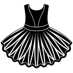 Minimalist Ballet Tutu Vector Silhouette on White Background